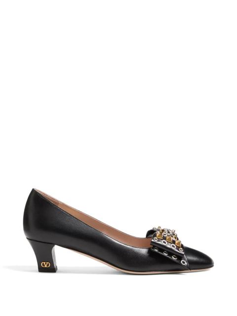 Valentino Garavani Bowow pumps in kidskin with studs 45mm - Black - zdjęcie produktu nr 1