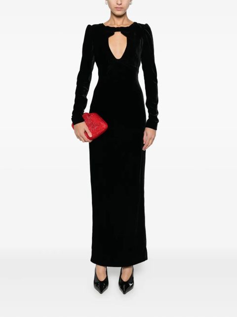 Alessandra Rich bow-detail velvet gown - Black - zdjęcie produktu nr 2