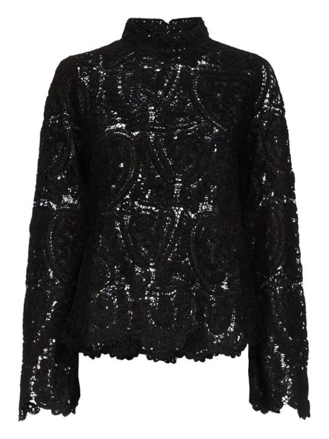 LouLou de Saison WADE velvet silk lace knit top - Black - zdjęcie produktu nr 1