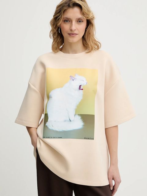 MUNTHE t-shirt RAPLOI damski kolor beżowy 254112525463 - zdjęcie produktu nr 1