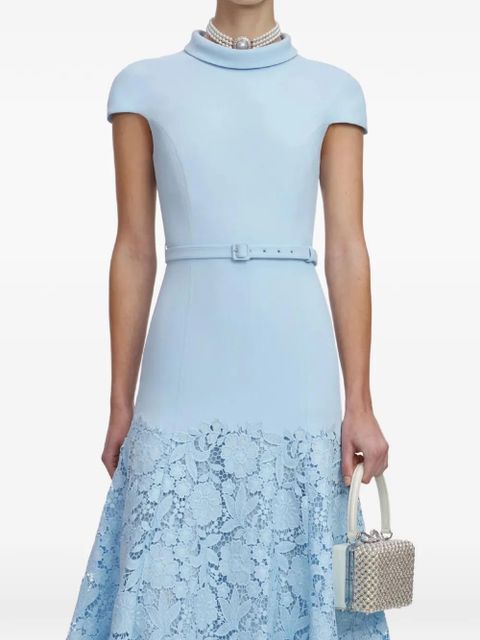 Self-Portrait lace belt midi dress - Blue