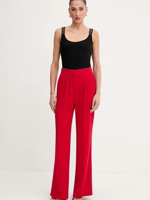 Morgan spodnie damskie kolor czerwony proste high waist PVESY.F