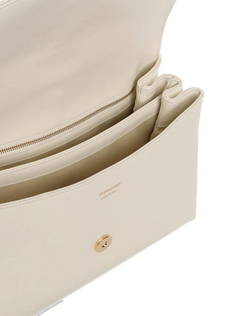 Ferragamo logo-buckle shoulder bag - White
