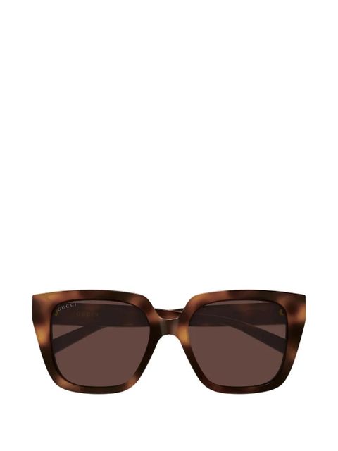 Gucci Eyewear geometric-frame logo sunglasses - Brown - zdjęcie produktu nr 1