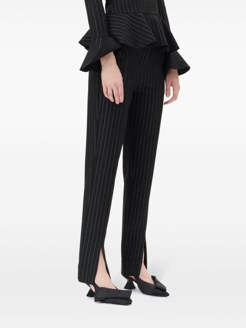 GANNI striped mid-rise trousers - Black