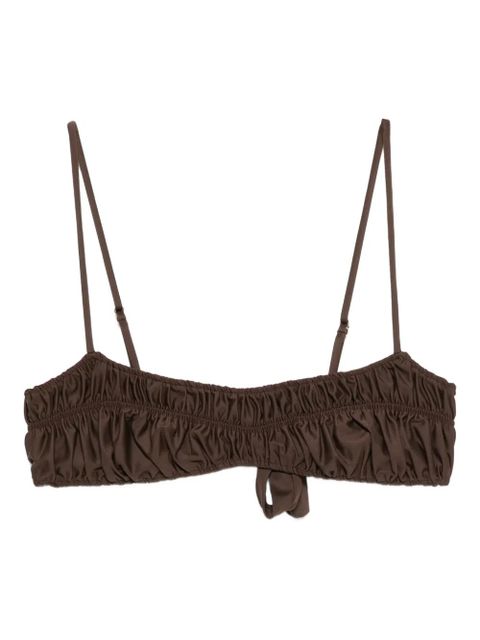 Faithfull the Brand Rocio ruched bikini top - Brown - zdjęcie produktu nr 1