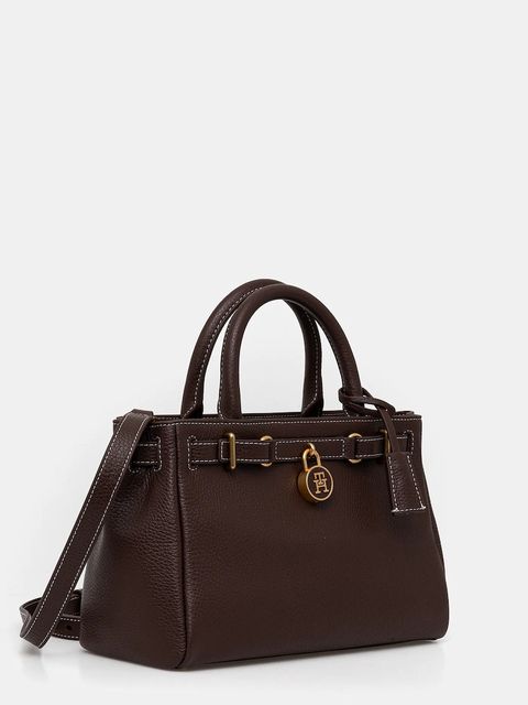 Tommy Hilfiger torebka skórzana kolor brązowy AW0AW17926 - zdjęcie produktu nr 2