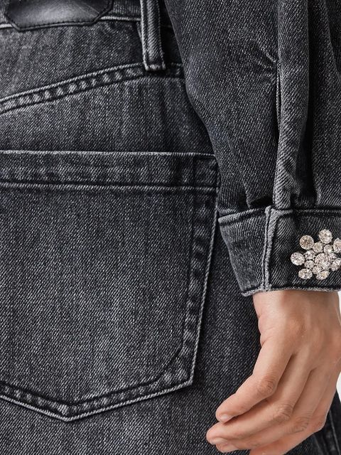 AllSaints kurtka jeansowa BETH kolor czarny przejściowa W033OD