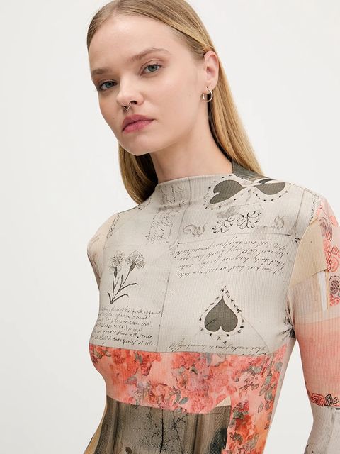 Desigual sukienka LYRA kolor beżowy midi prosta 25WWVK30