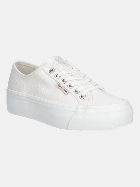 Calvin Klein Jeans tenisówki VULC FLATFORM CTN LOGO TAG kolor biały YW0YW01838 - zdjęcie produktu nr 1