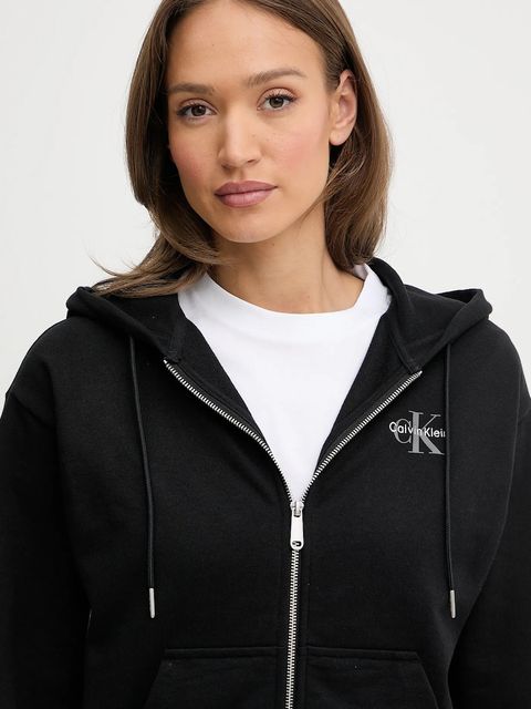 Calvin Klein Jeans bluza damska kolor czarny z kapturem z nadrukiem LV047B270G - zdjęcie produktu nr 2