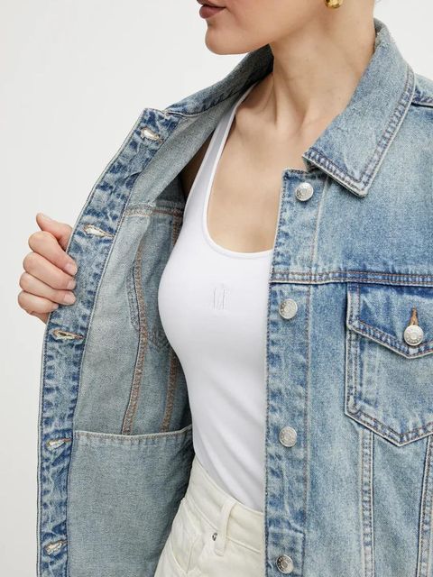 Armani Exchange kurtka jeansowa kolor niebieski przejściowa oversize XW000902 AF10869