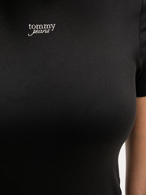 Tommy Jeans t-shirt damski kolor czarny z półgolfem DW0DW21563