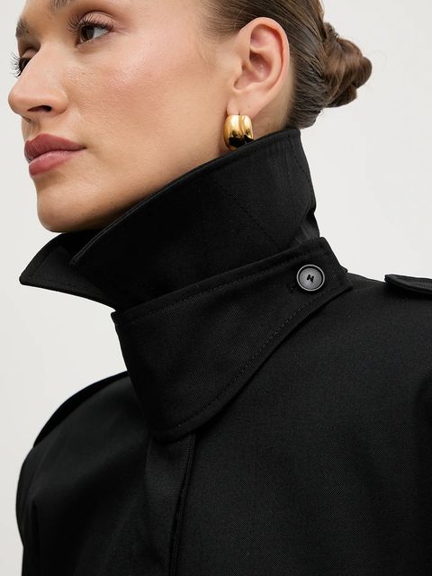 BOSS trencz wełniany damski kolor czarny przejściowy 50543198