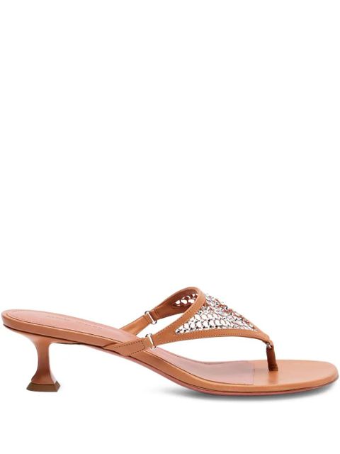 Amina Muaddi 45mm Cameron crystal-embellished leather sandals - Brown - zdjęcie produktu nr 1