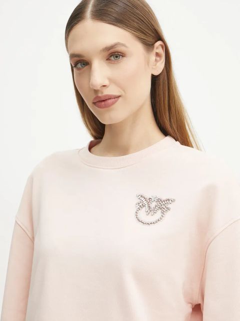 Pinko bluza bawełniana damska kolor różowy z aplikacją 102827 A2G8
