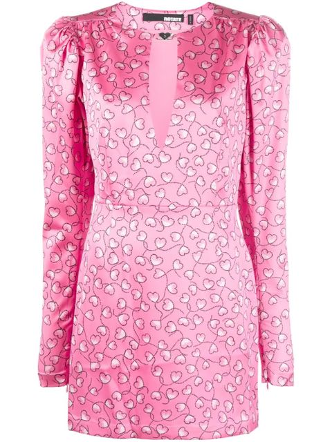 ROTATE BIRGER CHRISTENSEN heart-print satin minidress - Pink - zdjęcie produktu nr 1