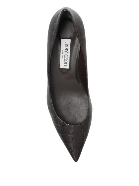 Jimmy Choo pointed crocodile-effect pumps - Brown