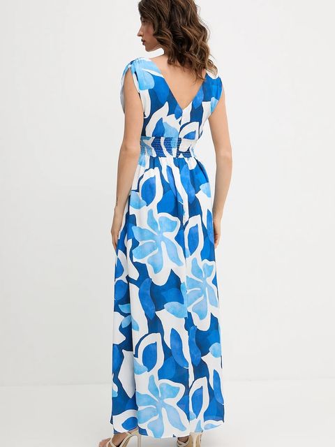 Morgan sukienka kolor niebieski maxi rozkloszowana REAU.F