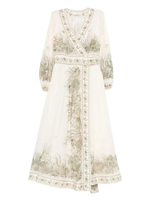 ZIMMERMANN Wanderlust wrap midi dress - Neutrals - zdjęcie produktu nr 1