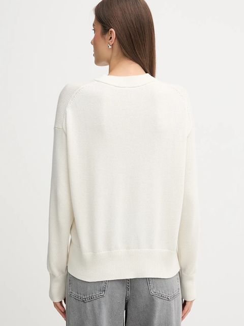 Calvin Klein Jeans sweter bawełniany damski kolor beżowy lekki LV047C311G - zdjęcie produktu nr 2