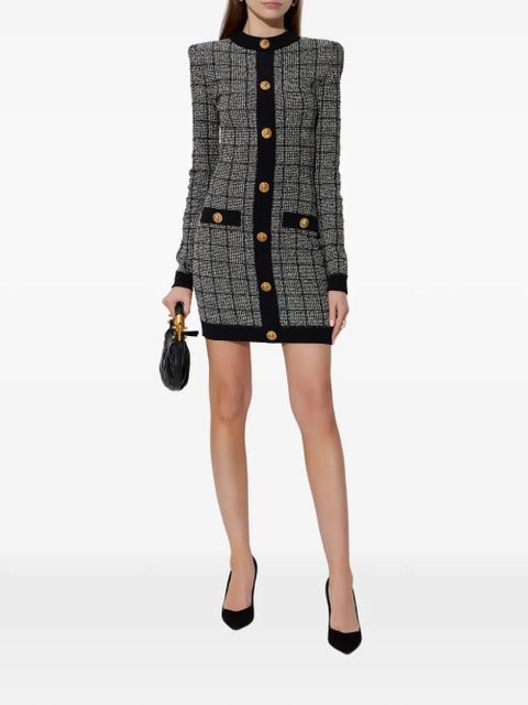 Balmain checked-pattern long-sleeve dress - Grey - zdjęcie produktu nr 2