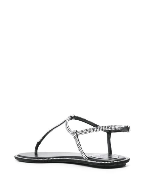 René Caovilla Diana rhinestone-embellished flat sandals - Black