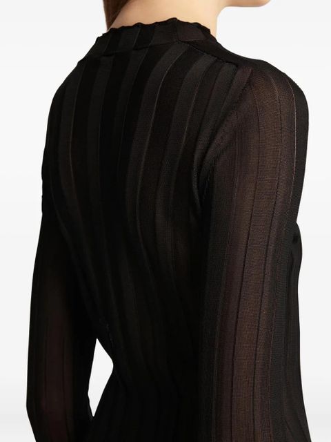 KHAITE Cosette ruffled ribbed top - Black