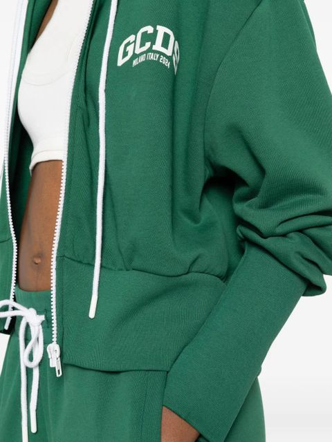 GCDS zip-up logo-print hoodie - Green