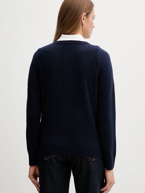 Tommy Hilfiger kardigan wełniany damski kolor granatowy lekki WW0WW47469