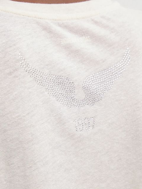 ZADIG&VOLTAIRE t-shirt z domieszką lnu damski kolor beżowy JWTS02818