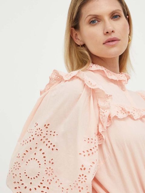 Notes du Nord koszula bawełniana damska kolor pomarańczowy regular ze stójką