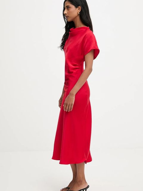 Answear.LAB sukienka kolor czerwony maxi rozkloszowana - zdjęcie produktu nr 2