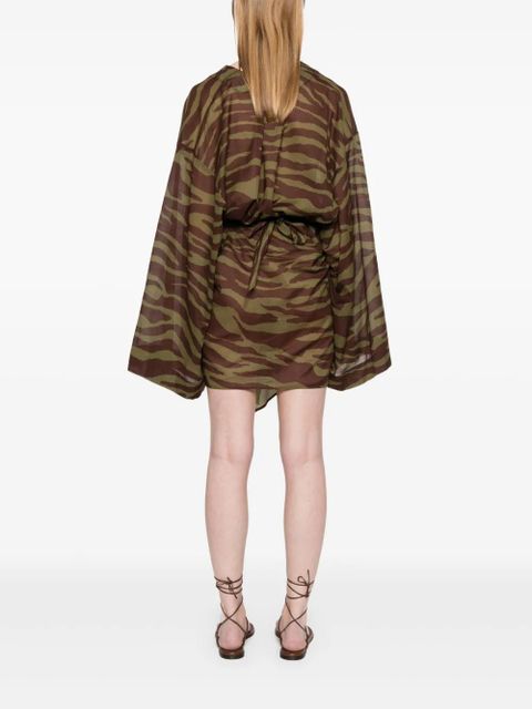 The Attico zebra-print mini dress - Brown