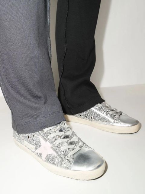 Golden Goose Superstar glitter-embellished trainers - Silver