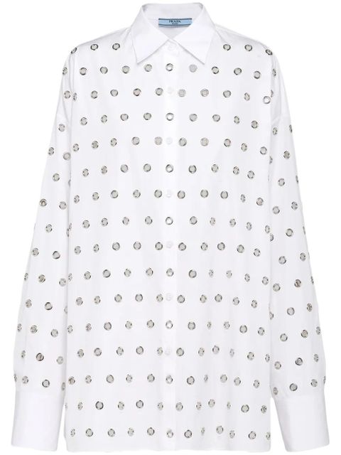 Prada eyelet-embellished cotton shirt - White - zdjęcie produktu nr 1
