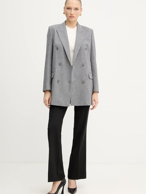 Twinset spodnie z dodatkiem wełny damskie kolor czarny proste medium waist 252TT2123 - zdjęcie produktu nr 2