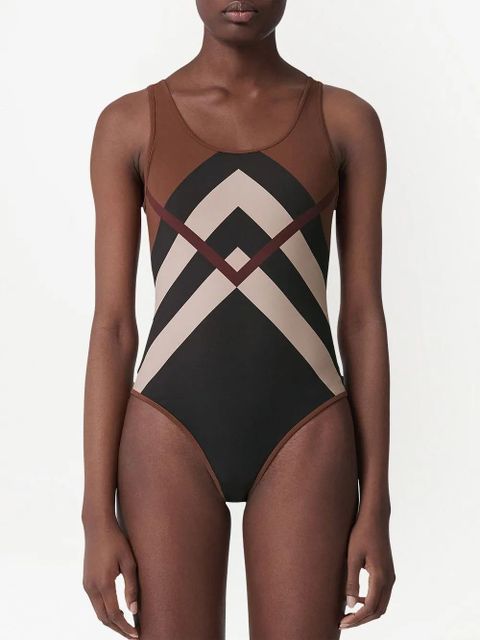 Burberry Chevron Check-print swimsuit - Brown - zdjęcie produktu nr 2