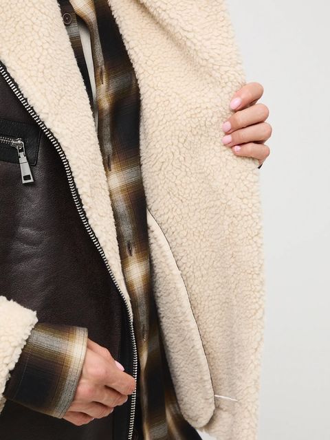 Medicine kurtka biker damska kolor brązowy przejściowa oversize