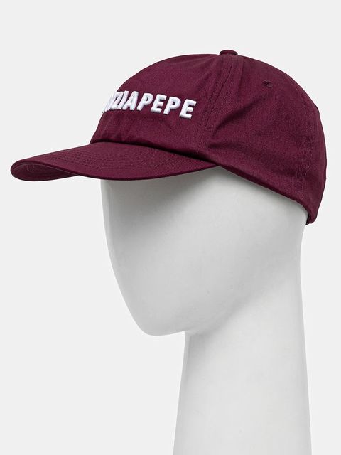 Patrizia Pepe czapka z daszkiem bawełniana kolor bordowy 8F0079 AB01 - zdjęcie produktu nr 1