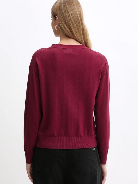 Guess Jeans kardigan z domieszką wełny kolor bordowy lekki W4BR16 Z3HO2