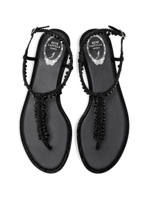 René Caovilla teardrop-beads embellished sandals - Black - zdjęcie produktu nr 2