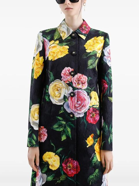 Dolce & Gabbana rose-print coat - Black