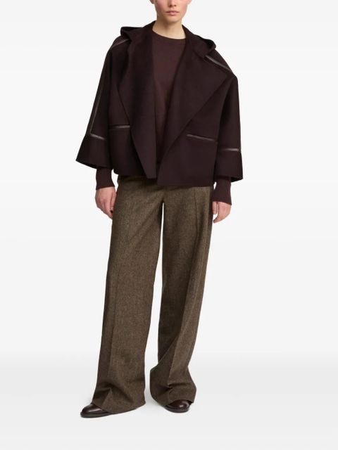 Yves Salomon hooded leather-trimmed jacket - Red - zdjęcie produktu nr 2