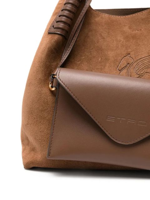ETRO Libra braided-handle suede tote bag - M0453 BROWN