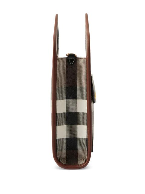 Burberry mini checkered leather tote bag - Brown