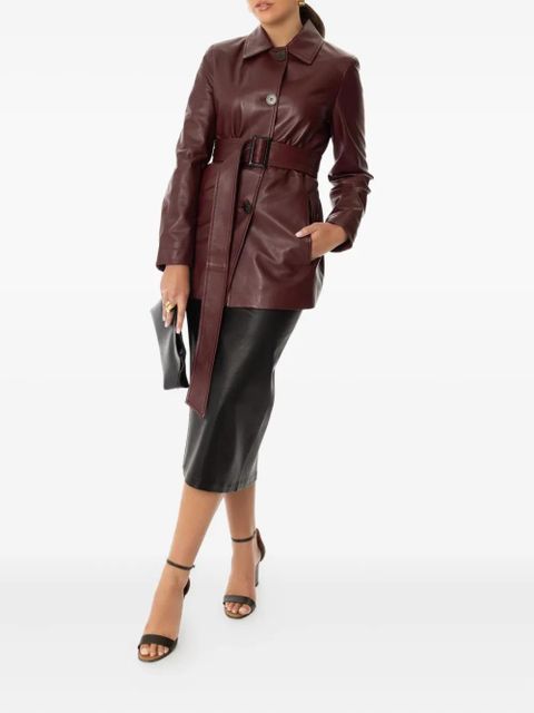 Max Mara Tolmin belted leather coat - Red - zdjęcie produktu nr 2