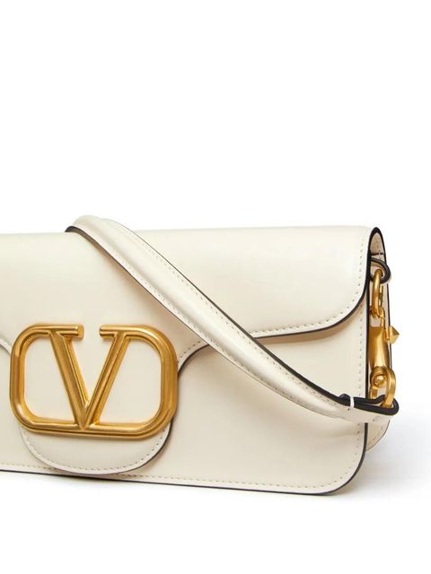 Valentino Garavani Locò leather shoulder bag - Neutrals