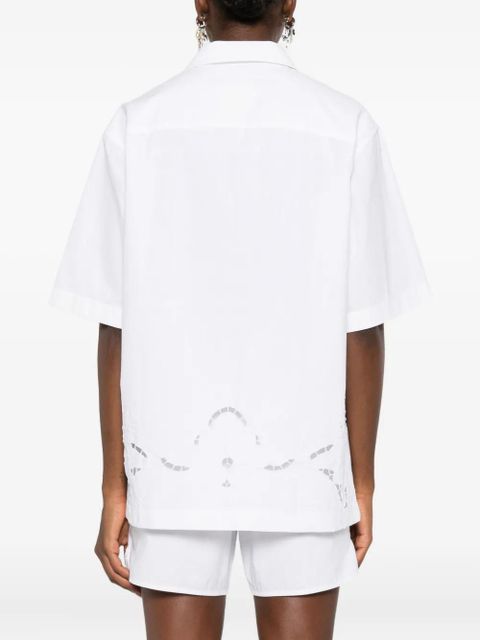 Marine Serre lace-insert short-sleeves shirt - White