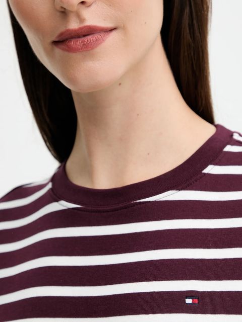 Tommy Hilfiger t-shirt bawełniany damski kolor bordowy WW0WW40587